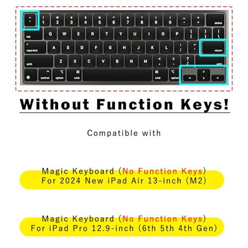 Digi-Tatoo [No Function Keys] Keyboard Cover Compatible with Apple iPad Air 13 inch (M2)/ iPad Pro 12.9 inch (6th, 5th, 4th, 3rd Generation) Magic Keyboard - Ultra Thin, Clear TPU Material - Image 2