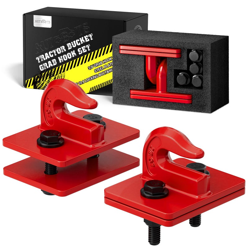 AUTOBOTS Tractor Hooks 38 Max 15000 lbs BoltOn Heavy Duty Grab Tow Hook RVUTVTruck Accessory Red