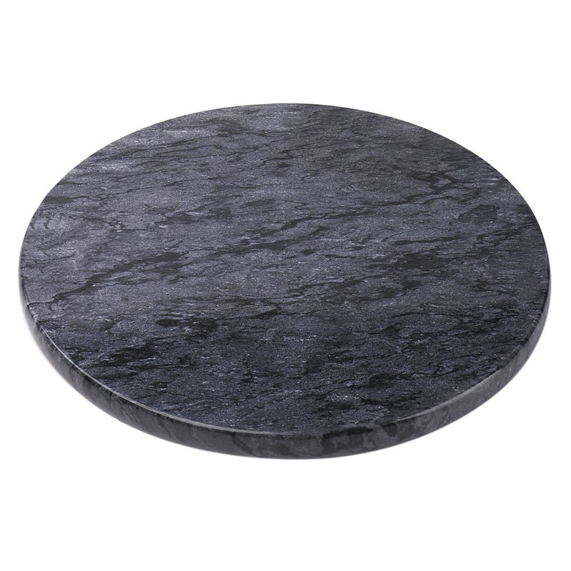 Flexzion Round Marble Cheese Board  12 Inch Black Marble Serving Board for Charcuterie Cheese Cutting Pastry Trivet  NonStick and Heat Resistant