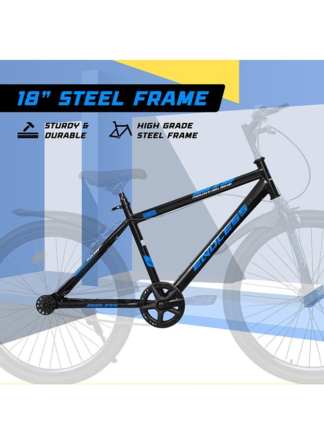 ENDLESS  26" Mountain Bike for Adults | High Carbon Steel 18" Frame, Linear Pull Brakes, Suspension MTB with Front & Rear Mudguards, Adjustable Seat, 2.135" All-Terrain Tires – Ideal for Men & Women  - Image 4