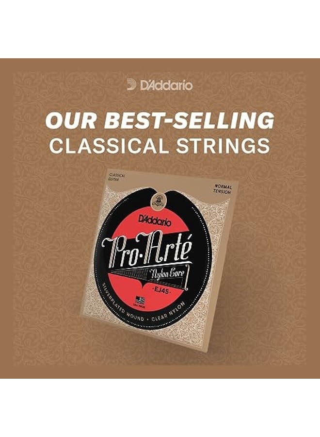 د'اداريو أوتار جيتار - أوتار جيتار كلاسيكية برو-أرت - EJ46 - أوتار نيلون - مع لف برغلي فضي ، قلب نيلون - توتر صعب ، عبوة واحدة - Image 3