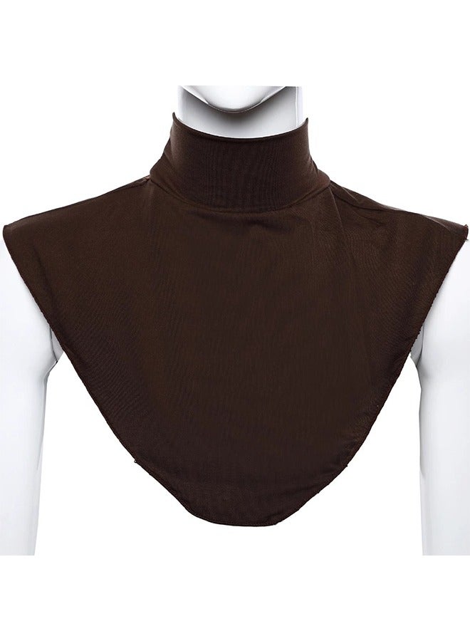 High Neck Solid Color Dickey Detachable False Collar Semi-Faux Women's Men's Outerwear or Sweater Hoodie (Coffee)