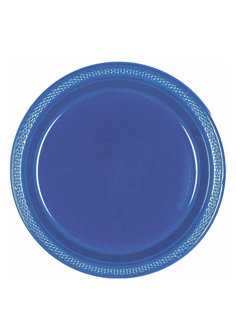 Amscan نظم طاولتك بأطباق بلاستيكية غير قابلة للكسر بحجم 9 إنش! عبوة من 20 - زرقاء