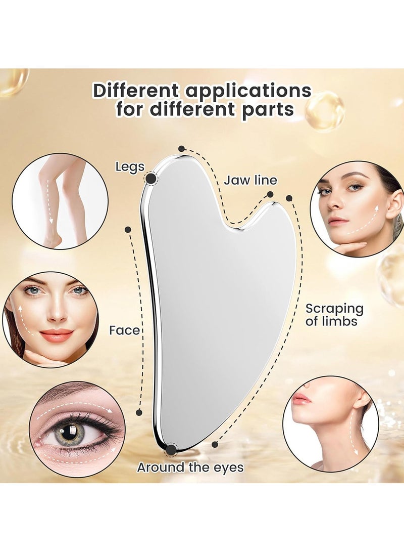 Generic Gua Sha Facial Tool Stainless Steel gua sha Scraper with of Black Flannel Storage Bag Portable Massage Tool for Facial Sculpting Puffiness for Body face Neck Legs  - Image 4
