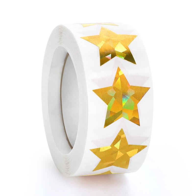Imeepa 500 PCS Holographic Gold Star Stickers, 1 inch Self Adhesive Metallic Glitter Foil Stickers Sparkly Star Sticker Reward Behavior Chart Labels for Kids Students Teachers Supplies - Image 1