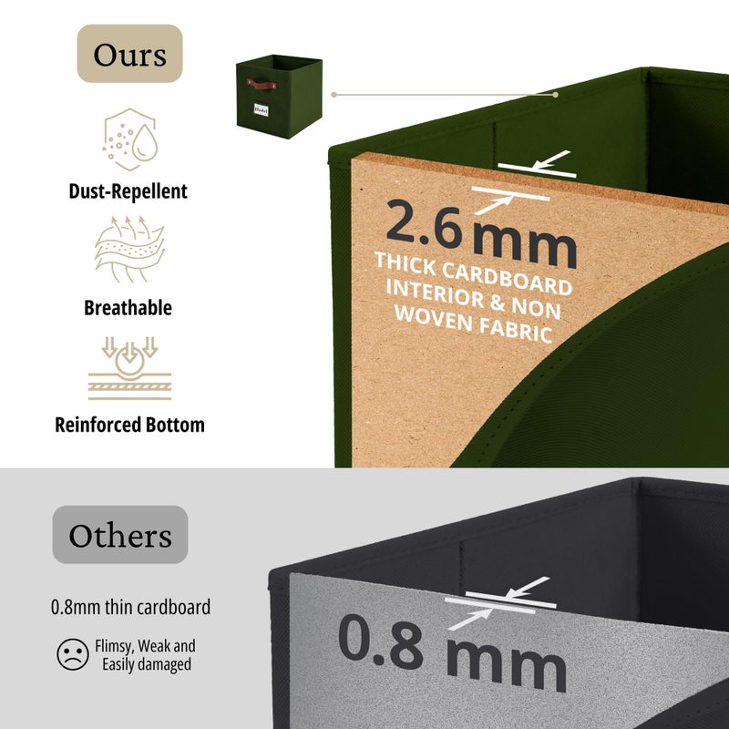 DECOMOMO Storage Baskets, 13x15x13 Storage Cube Bins with Labels for Organizing Shelves Kallax (Kallax / 4pcs, Olive Green) - Image 5