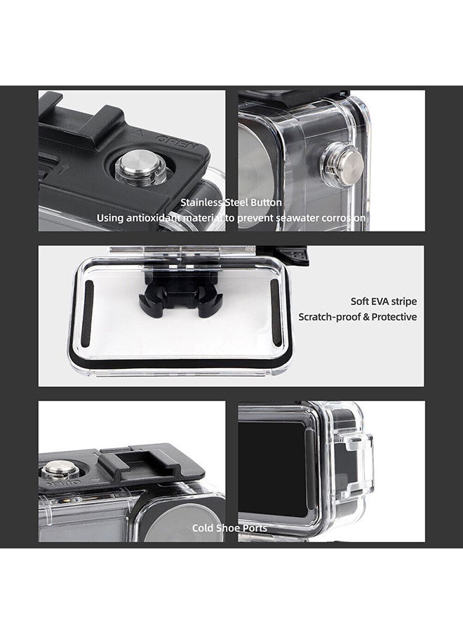 O Ozone - Waterproof Housing Case Compatible with DJI Osmo Action 3 Camera Transparent Case with Bracket Accessories Protective Shell Cover [ Underwater Dive Case Camera Accessories] - Black - Image 1