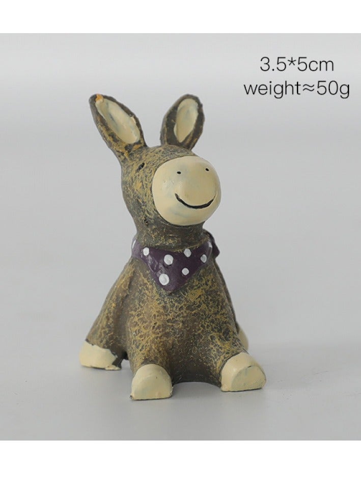 Y&D Looking Up At The Starry Sky Small Animal Ornaments Mini Animal Ornaments Home Decorations-Little Donkey Purple Scarf