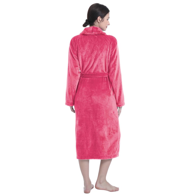 Eonkasp Plush Soft Robes for Women, Premium Fleece Womens Robe Cozy Warm Bathrobe, Rose Red, 2XL-3XL - Image 2