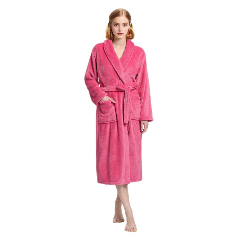 Eonkasp Plush Soft Robes for Women, Premium Fleece Womens Robe Cozy Warm Bathrobe, Rose Red, 2XL-3XL - Image 1
