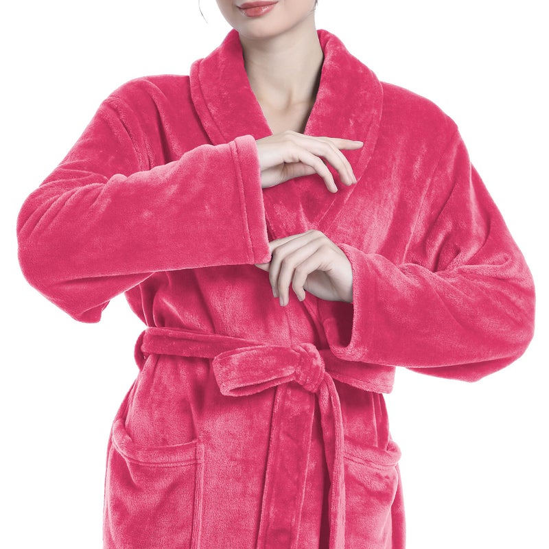Eonkasp Plush Soft Robes for Women, Premium Fleece Womens Robe Cozy Warm Bathrobe, Rose Red, 2XL-3XL - Image 3