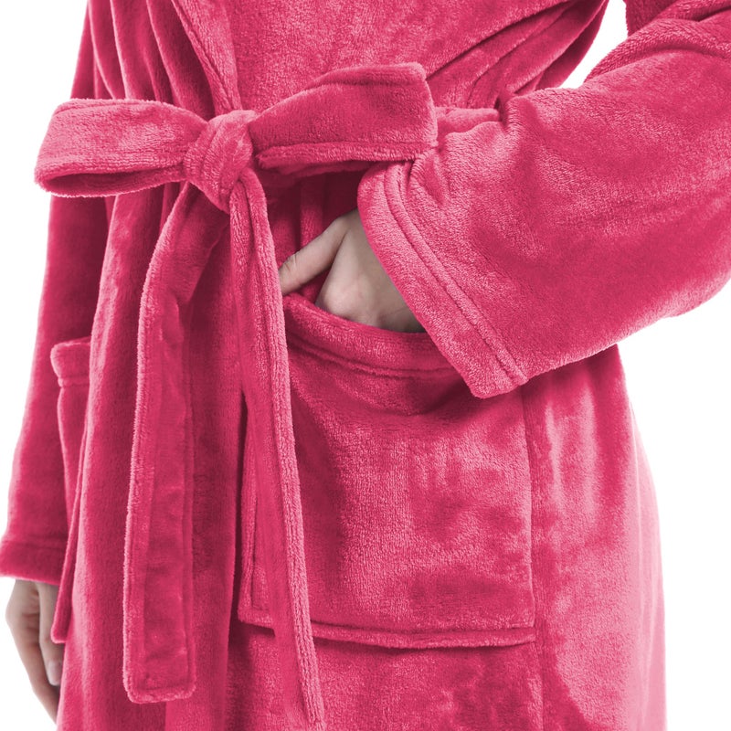 Eonkasp Plush Soft Robes for Women, Premium Fleece Womens Robe Cozy Warm Bathrobe, Rose Red, 2XL-3XL - Image 4