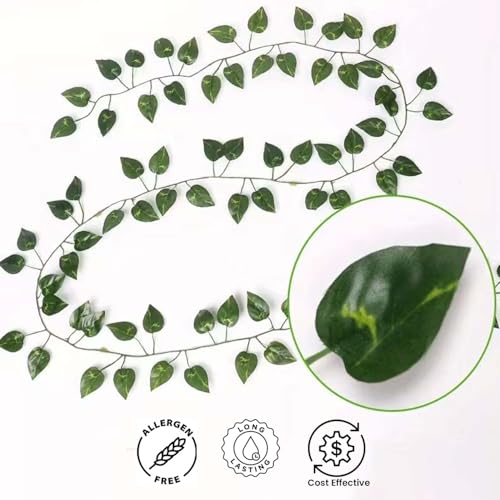 Go Hooked Artificial Hanging Creeper for Home Décor (Pack of 24, 6 Ft) | Money Plant Leaf Garland with 30 Leaves Each | Plastic Decorative Creeper for Balcony, Walls, Garden Decoration - Image 4