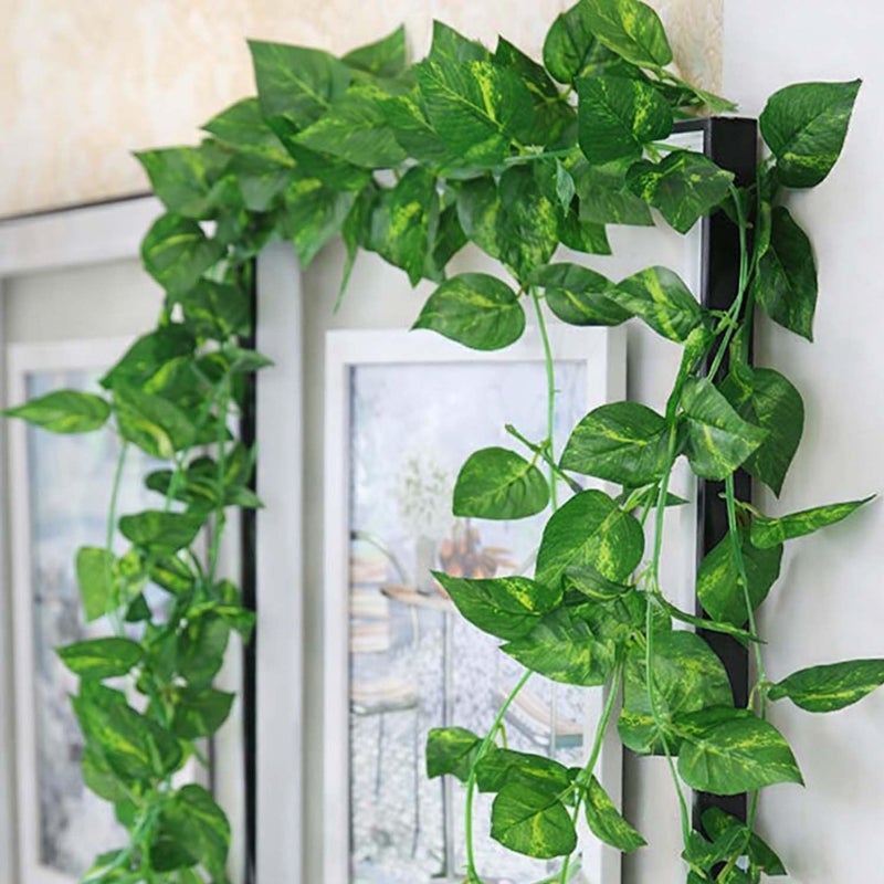 Go Hooked Artificial Hanging Creeper for Home Décor (Pack of 24, 6 Ft) | Money Plant Leaf Garland with 30 Leaves Each | Plastic Decorative Creeper for Balcony, Walls, Garden Decoration - Image 5