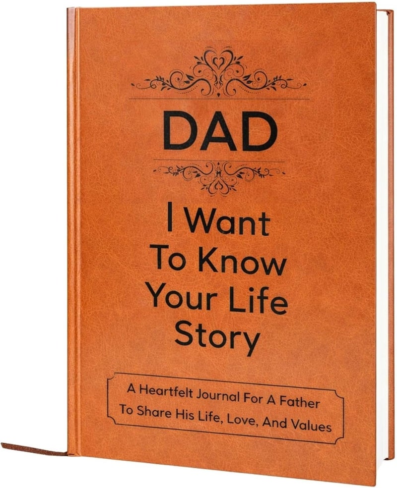 XKFCFC Best Fathers Day Gift for Dad from Daughter Son - Dad : I Want to Know Your Life Story Leather Journal (Hardcover): Sentimental Keepsake for Father‘s Day, Birthday, and Christmas, Guided Life Story - Image 1