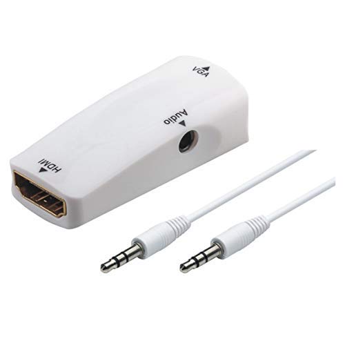 ETZIN 1080P HDMI Female to VGA Female Converter White Adapter with Audio Cable Compatible with PC, Laptop,TV,1080P-(EPL-445H) - Image 2