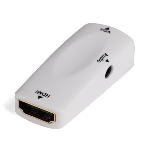 ETZIN 1080P HDMI Female to VGA Female Converter White Adapter with Audio Cable Compatible with PC, Laptop,TV,1080P-(EPL-445H) - Image 1