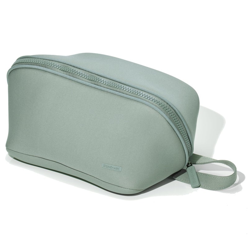 LINE+ARC LINEARC MachineWashable Neoprene Toiletry Bag Sage Modern Green Dopp Kit Soft Insulation for Cosmetics Makeup Travel Skincare Shaving Large Case Men Women Overnight EasytoClean - Image 2