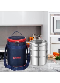 Kuber Industries Kuber Industries Lunch Bag | Lunch Bag for Office | Lunch Bag for College | Reusable Lunch Bag | Lunch Bag for Adults | Lunch Bag with Handle | Insulated Lunch Bag | Navy Blue  - Image 2