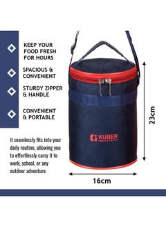 Kuber Industries Kuber Industries Lunch Bag | Lunch Bag for Office | Lunch Bag for College | Reusable Lunch Bag | Lunch Bag for Adults | Lunch Bag with Handle | Insulated Lunch Bag | Navy Blue  - Image 3