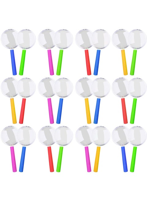 Magnifying Glasses with Colorful Handle, 24 PCS Kids' Portable Handheld Magnifier Toy, Party Bags Fillers for Kids Reading Exploring Hobbies and Observation Random Color
