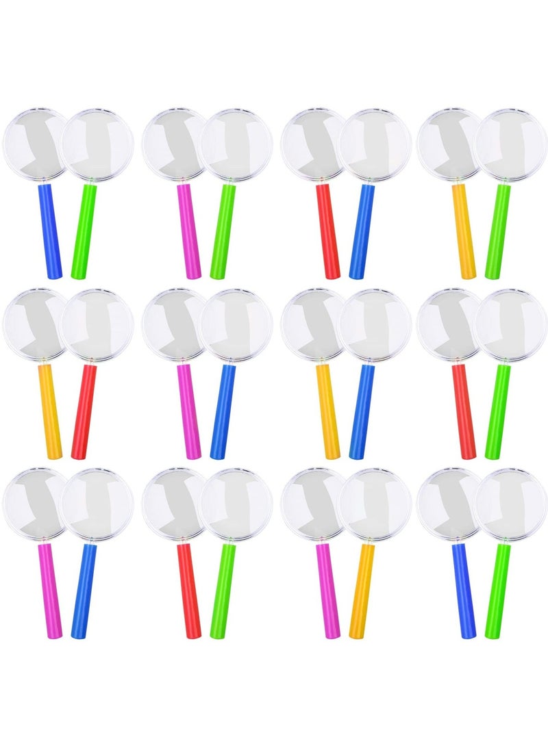 Magnifying Glasses with Colorful Handle, 24 PCS Kids' Portable Handheld Magnifier Toy, Party Bags Fillers for Kids Reading Exploring Hobbies and Observation Random Color