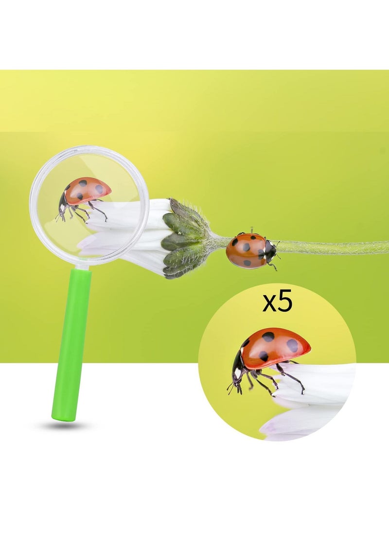 Magnifying Glasses with Colorful Handle, 24 PCS Kids' Portable Handheld Magnifier Toy, Party Bags Fillers for Kids Reading Exploring Hobbies and Observation Random Color