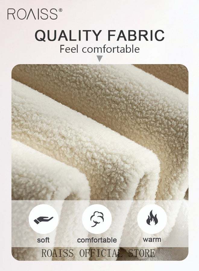 roaiss 2-Piece Women Winter Warm Thick Trousers Fleece Lined Thermal Stretchy Leggings Winter High Waist Thick Warm Cashmere Lamb Fleece Pants Fluffy Slim Tights Stylish Women Yoga Leggings  - Image 4