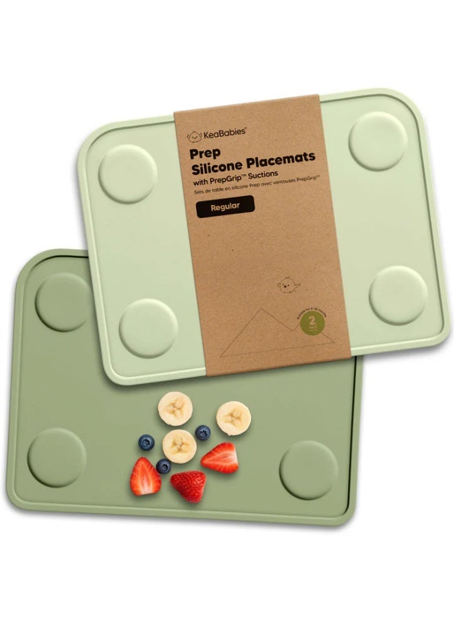 KeaBabies Prep Silicone Placemats, Non-Slip Feeding Mat, BPA-Free, Sage - Image 1
