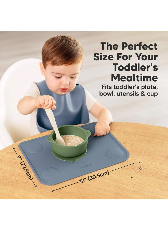 KeaBabies Prep Silicone Placemats, Non-Slip Feeding Mat, BPA-Free, Sage - Image 3