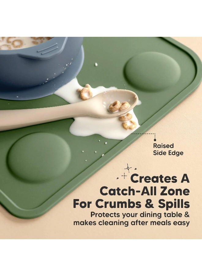 KeaBabies Prep Silicone Placemats, Non-Slip Feeding Mat, BPA-Free, Sage - Image 5