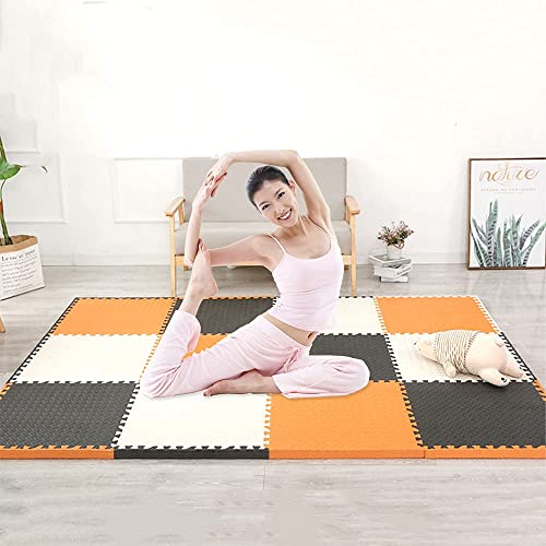 SIGNATRON Puzzle Flooring || Kids Interlocking Play mat || Shop Floor Mat || Kitchen Floor Mat || Pet Mat ||12 MM Thick (6 Tiles - 24 Square Feet, Black - Orange - White) - Image 2