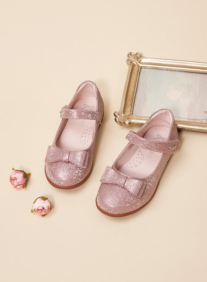 تارانيس أحذية أطفال تارانيس ماري جين أنيقة مزينة بفيونكة لامعة وردية اللون للأطفال الصغار - Image 1