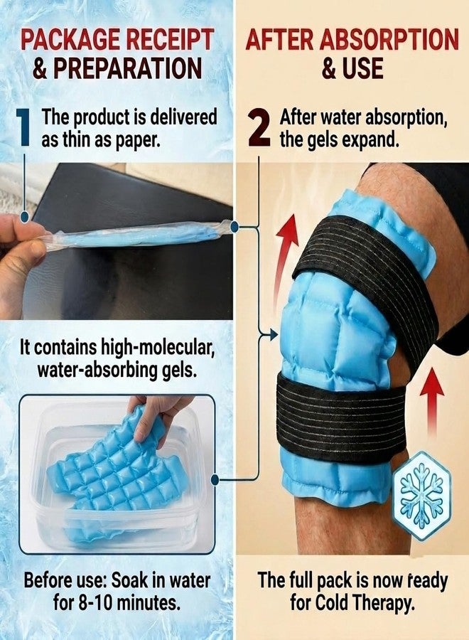 WORLD-BIO Ice Packs for Injuries Reusable, Knee Ice Pack Wrap with Straps, Gel Ice Wrap for Leg Pain Relief, Hot & Cold Compress Therap for Swelling, Water Soak Needed, Light Blue, 1Pack - Image 2