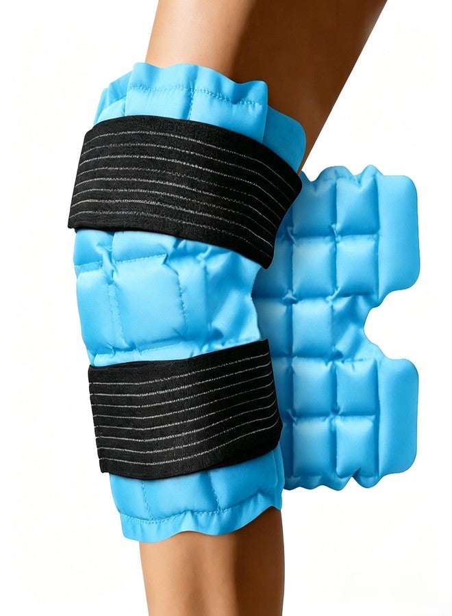 WORLD-BIO Ice Packs for Injuries Reusable, Knee Ice Pack Wrap with Straps, Gel Ice Wrap for Leg Pain Relief, Hot & Cold Compress Therap for Swelling, Water Soak Needed, Light Blue, 1Pack - Image 1