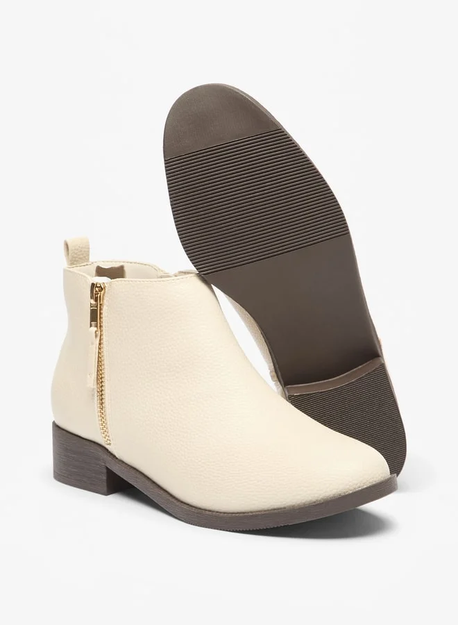 Flora Bella By Shoexpress Women's Textured Ankle Boots with Zip Closure