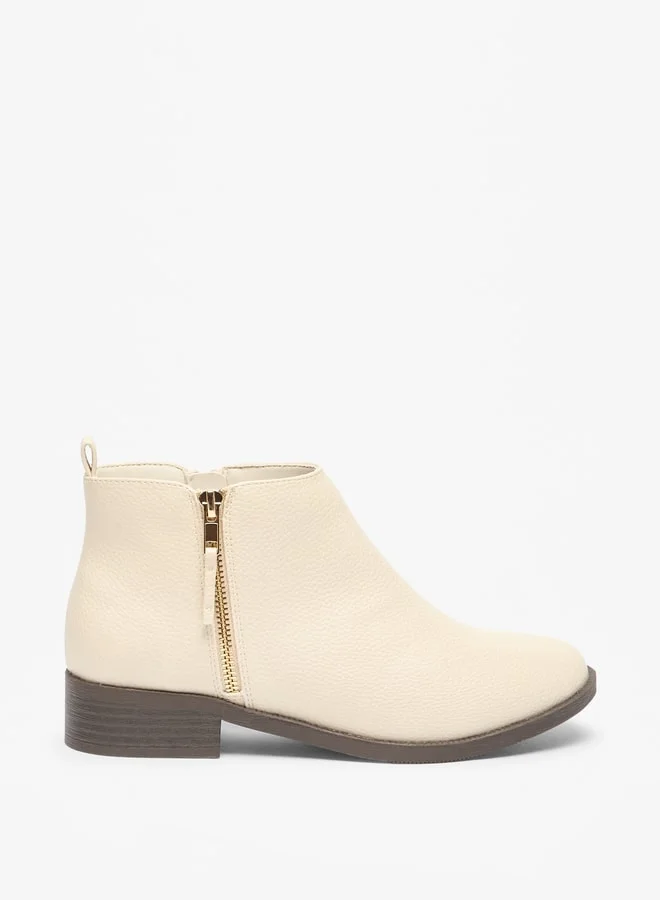 Flora Bella By Shoexpress Women's Textured Ankle Boots with Zip Closure