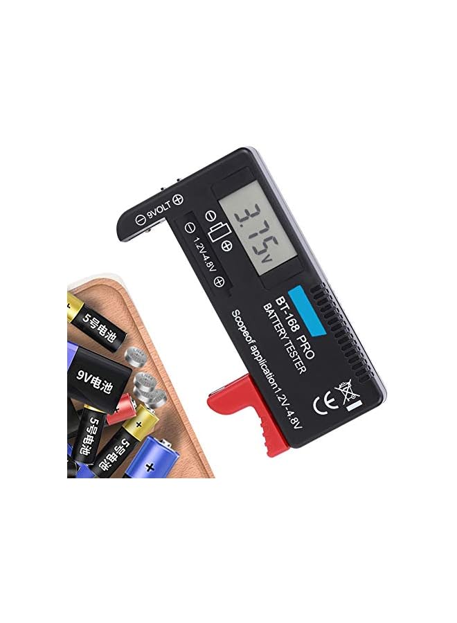 PROMASS Battery Tester, Universal Digital LCD Battery Tester Checker, Household Battery Life Level Testers Power Meter for AA AAA C D 9V 1.5V Button Cell Batteries, 1.2~4.8V and 9V Battery Tester Monitor - Image 1
