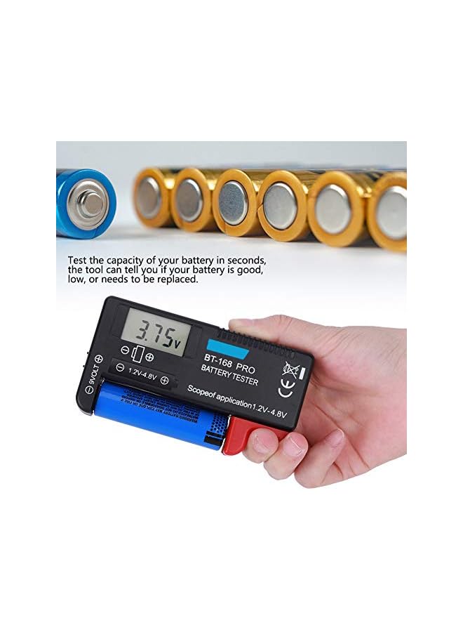 PROMASS Battery Tester, Universal Digital LCD Battery Tester Checker, Household Battery Life Level Testers Power Meter for AA AAA C D 9V 1.5V Button Cell Batteries, 1.2~4.8V and 9V Battery Tester Monitor - Image 3