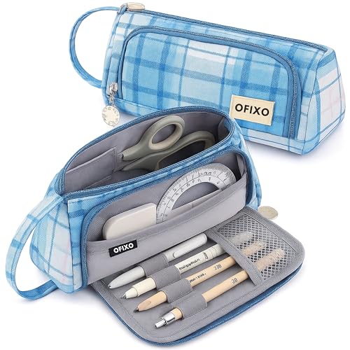 OFIXO® Pencil Case Aesthetic Special Cute Pencil Pouch for Girls Stylish Pencil Pouches for Stationary Boys Pouch for School College Students Multifunctional Aesthetic Pencil Case for Kids (Blue) - Image 1