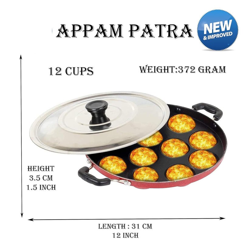 Vipron Appam Maker Non Stick with lid 12 pits, pan, Appe Maker with lid, paniyaram pan - Image 3