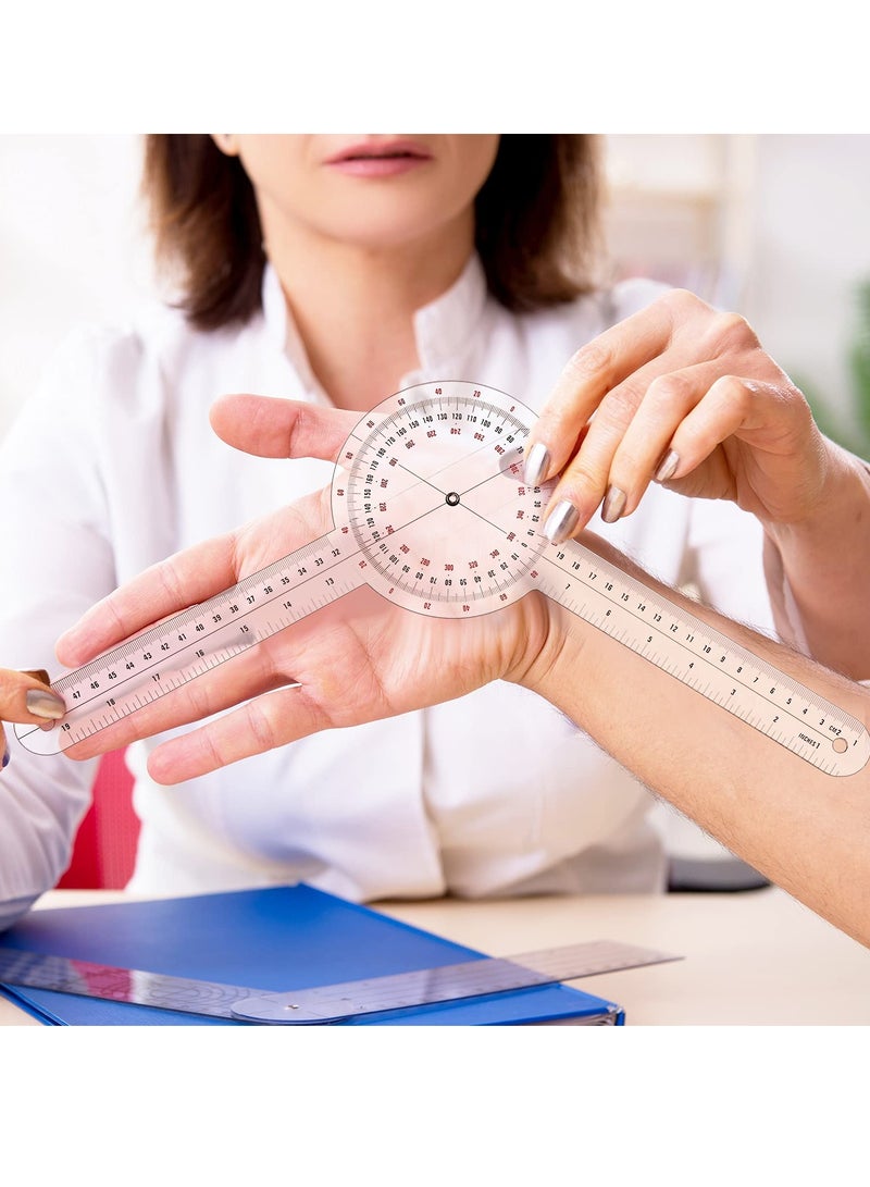 Excefore 12 Inch Goniometer Transparent Orthopedic Angle Ruler Plastic Goniometer 360 Degree for Body Measuring Tape Goniometer Protractor Ruler (2 pcs) - Image 5