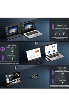 HILUKE Portable Monitor 15.6 Inch with 60HZ FHD 1080P Display,USB-C and HDMI Inputs, Ultra-Slim IPS Panel with HDR and Premium Smart Cover & Speakers-Compatible with Laptop,PC,Phone,PS5,Switch  - Image 5