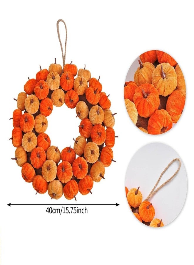 Joylern Thanksgiving Pumpkin Wreath Artificial Fall Harvest Wreath Autumn Hanging Garland for Thanksgiving Festival Holiday Window Party Decor - Image 4