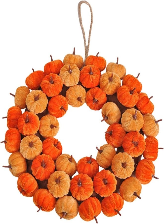 Joylern Thanksgiving Pumpkin Wreath Artificial Fall Harvest Wreath Autumn Hanging Garland for Thanksgiving Festival Holiday Window Party Decor - Image 3