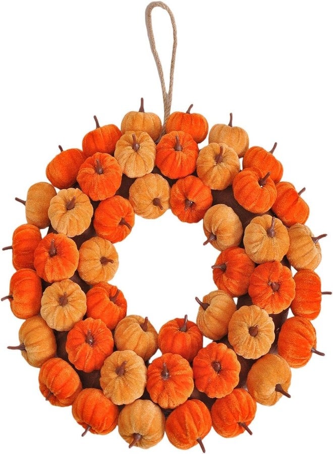 Joylern Thanksgiving Pumpkin Wreath Artificial Fall Harvest Wreath Autumn Hanging Garland for Thanksgiving Festival Holiday Window Party Decor - Image 1