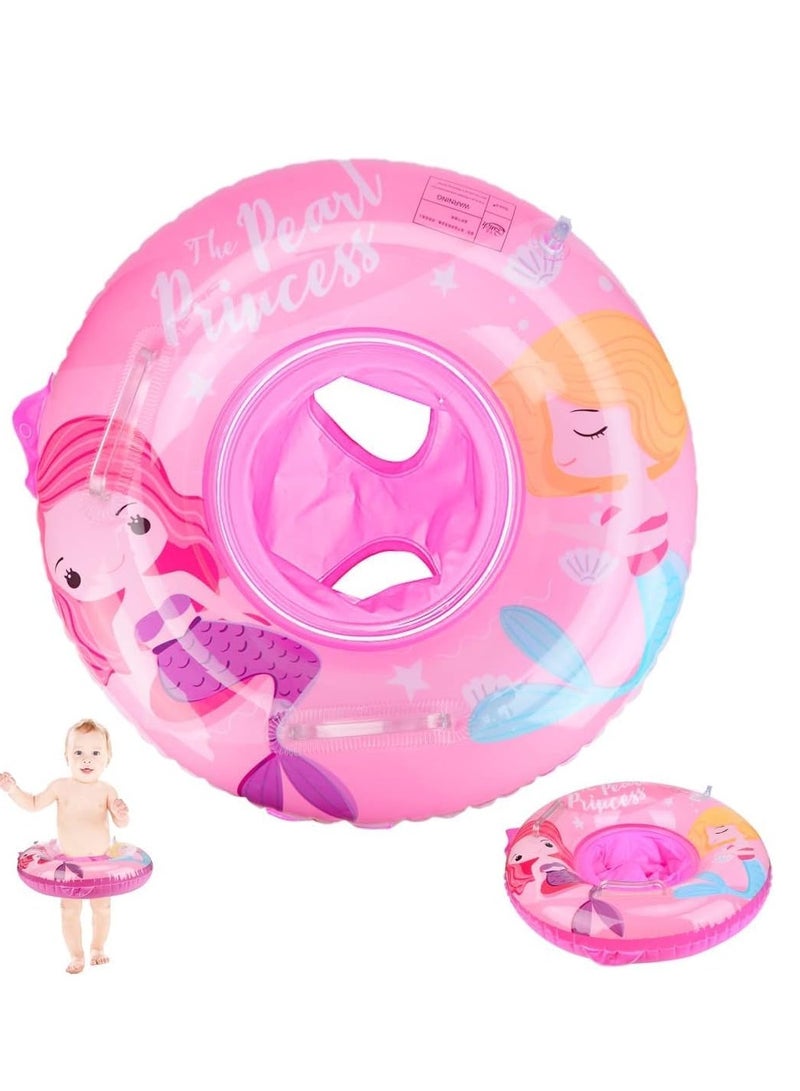 SOLARAE Baby Swimming Ring, Mermaid Float Swimming Inflatable Ring Helps Baby Learn to Swim and Kick for Kids the Age Of 3-72 Months Pink - Image 1