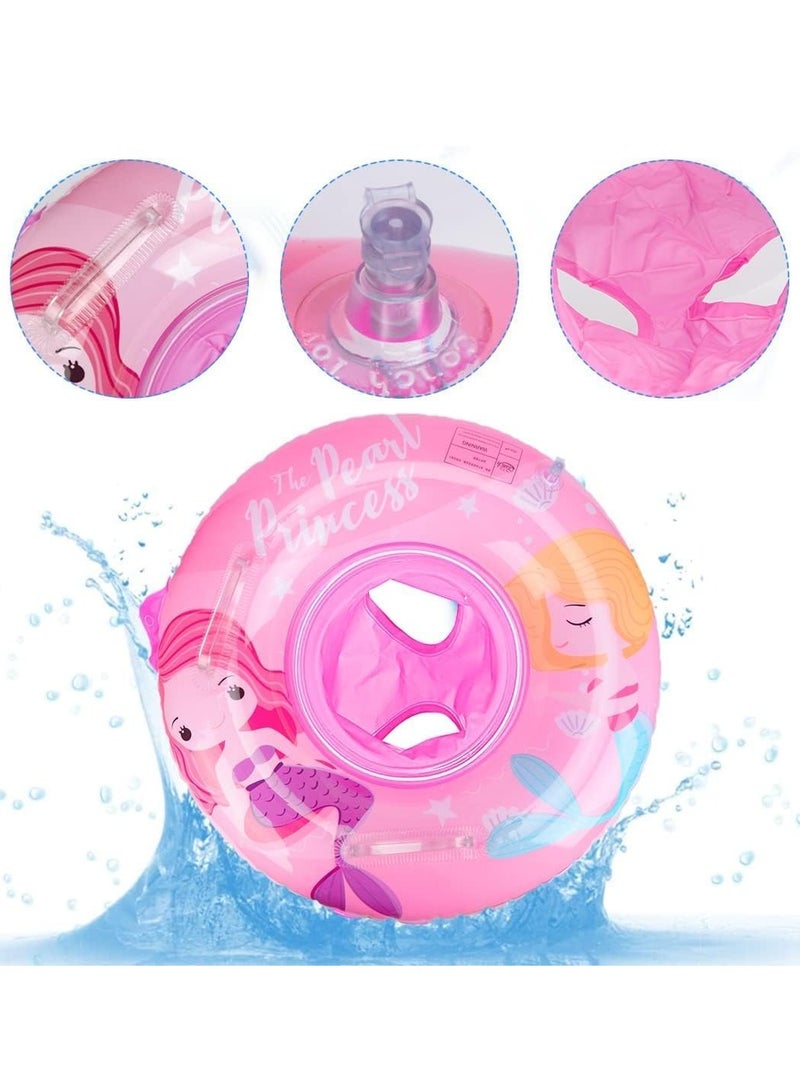 SOLARAE Baby Swimming Ring, Mermaid Float Swimming Inflatable Ring Helps Baby Learn to Swim and Kick for Kids the Age Of 3-72 Months Pink - Image 2