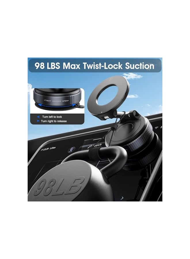 Green Tiger Strong Magnetic Car Phone Holder for MagSafe, Ultra Vacuum Suction Cup Phone Mount 360° Cell Phone Holders for Your Car Accessories for iPhone 16 15 14 13 12 Android - Image 4