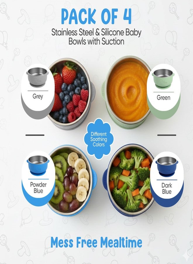 O'doe Baby Bowls - Stainless Steel Baby Feeding Bowls with Suction | Non-Slip Toddler Bowls for Self Feeding | BPA-Free Kids Bowls for Baby Food | Stainless Steel Bowls Kids - Image 2